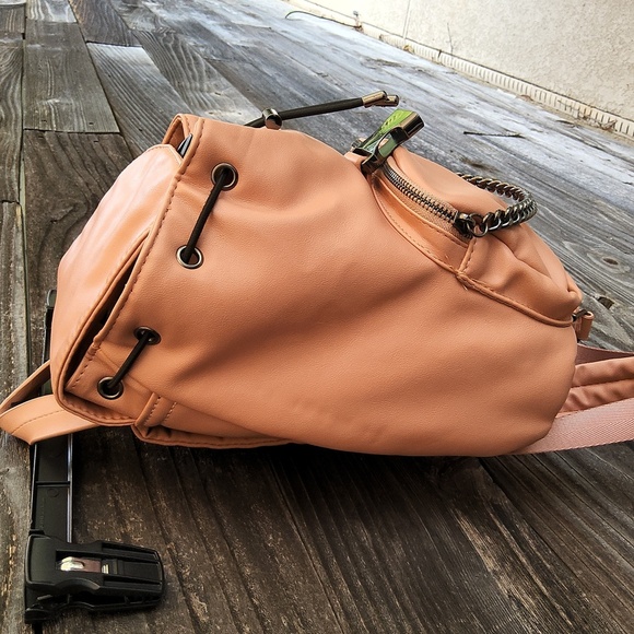 RACHEL Rachel Roy Peach Backpack with Buckke & Chain And Pockets Galore! - Picture 15 of 16